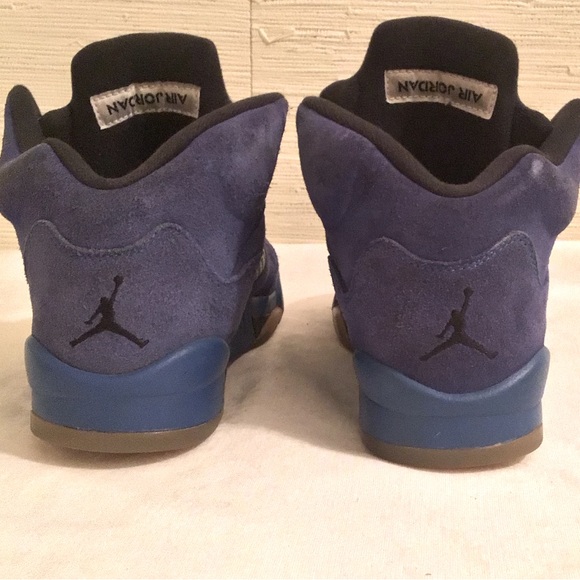 Air Jordan 5 Retro Blue Suede Sneakers - Picture 6 of 8